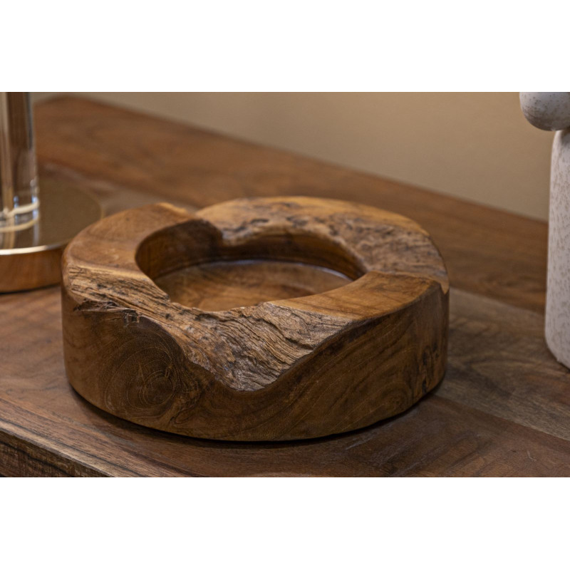 Vide poche ethnique chic Organique 21 cm Bois de teck recyclé Naturel Erusi 
