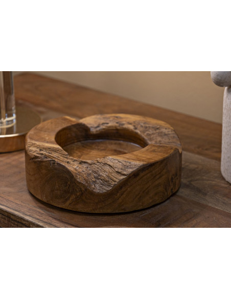 Vide poche ethnique chic Organique 21 cm Bois de teck recyclé Naturel Erusi 