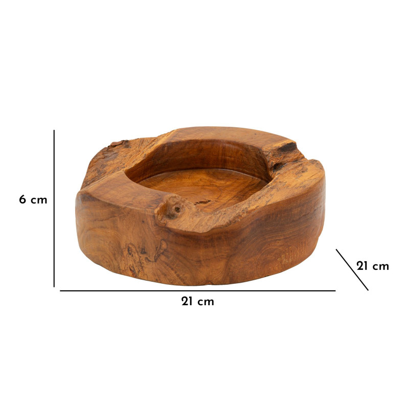 Vide poche ethnique chic Organique 21 cm Bois de teck recyclé Naturel Erusi 