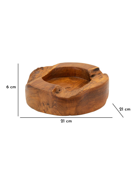 Vide poche ethnique chic Organique 21 cm Bois de teck recyclé Naturel Erusi 