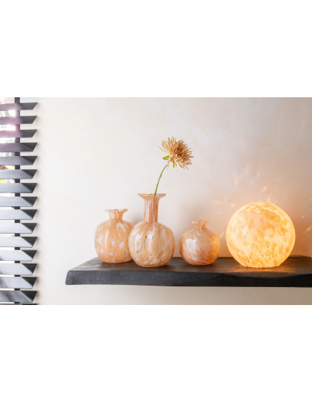 Vase Rond Mélissa Hauteur 20 cm en Verre Beige - 2