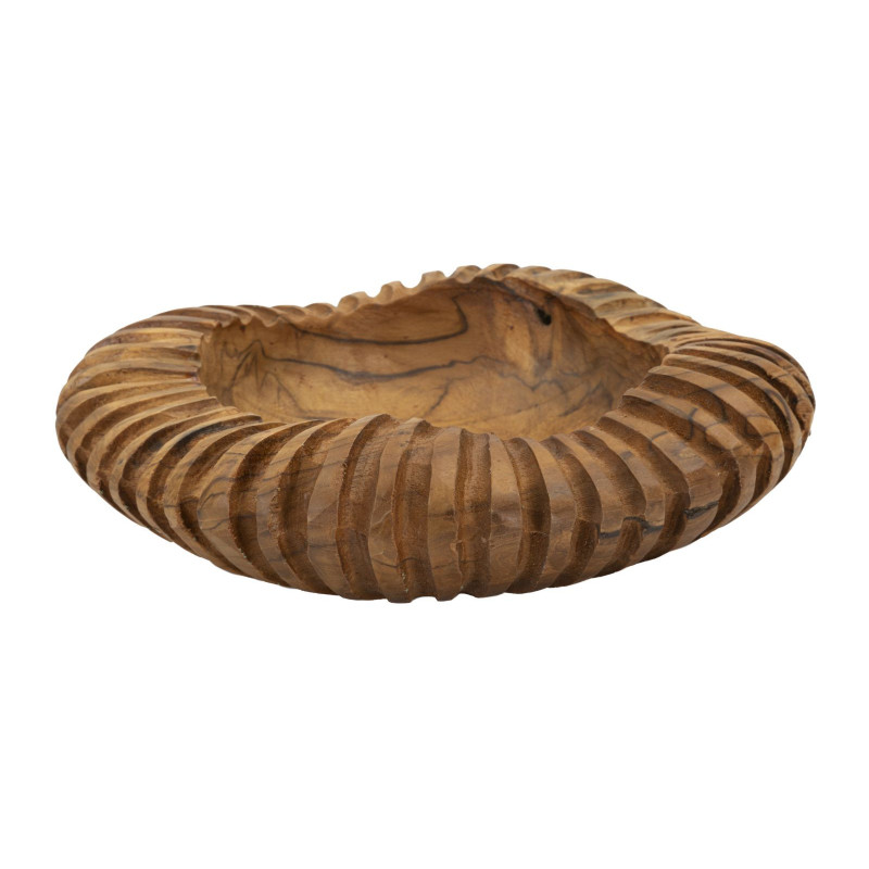 Centre de table ethnique chic Organique 29 cm Bois de teck recyclé Naturel Geris 