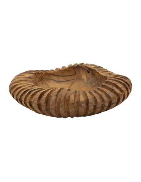 Centre de table ethnique chic Organique 29 cm Bois de teck recyclé Naturel Geris 