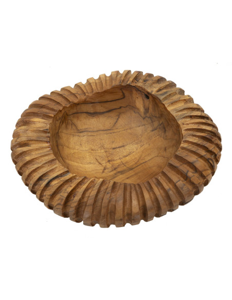 Centre de table ethnique chic Organique 29 cm Bois de teck recyclé Naturel Geris 