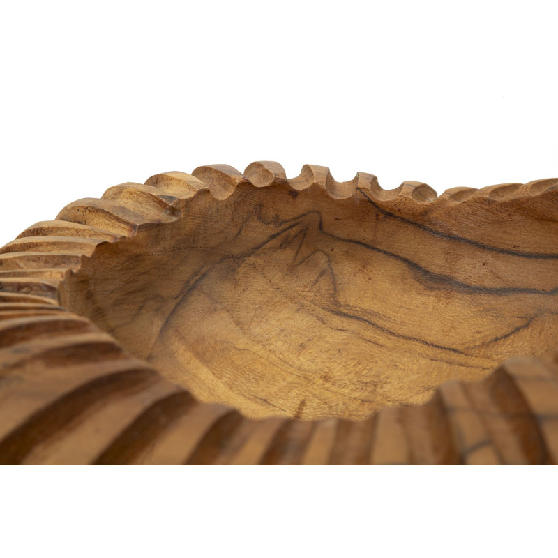 Centre de table ethnique chic Organique 29 cm Bois de teck recyclé Naturel Geris 