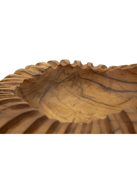 Centre de table ethnique chic Organique 29 cm Bois de teck recyclé Naturel Geris 