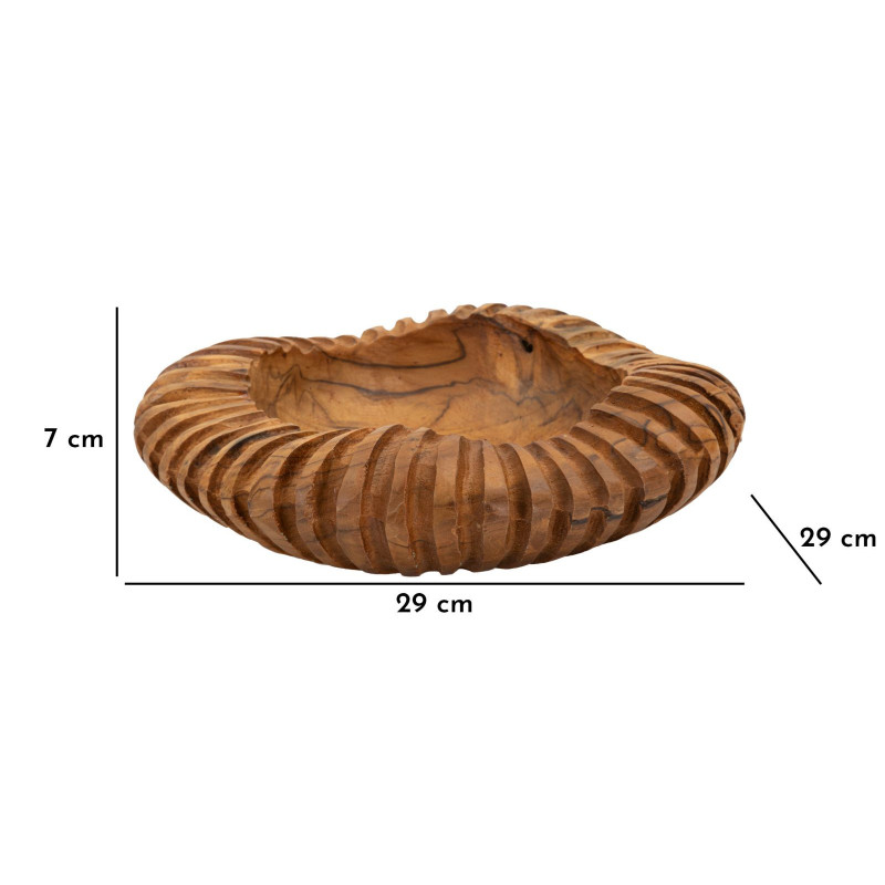 Centre de table ethnique chic Organique 29 cm Bois de teck recyclé Naturel Geris 