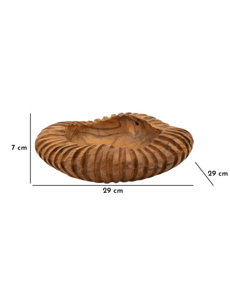 Centre de table ethnique chic Organique 29 cm Bois de teck recyclé Naturel Geris 