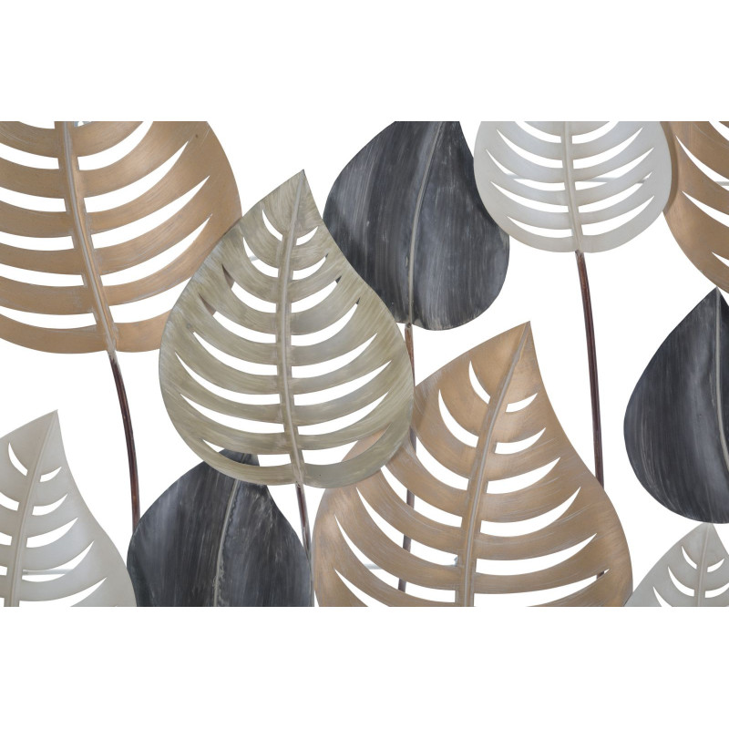 Grande Décoration murale moderne Feuilles 103x84 Métal Beige Noir Doré Otip 
