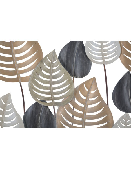 Grande Décoration murale moderne Feuilles 103x84 Métal Beige Noir Doré Otip 