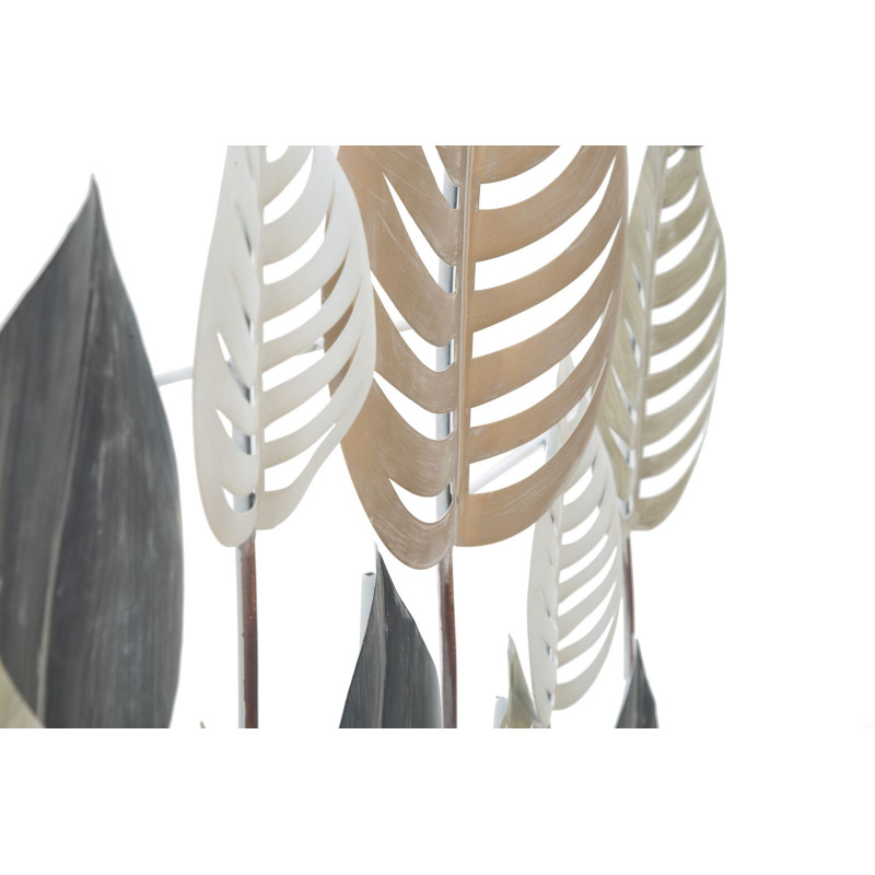 Grande Décoration murale moderne Feuilles 103x84 Métal Beige Noir Doré Otip 