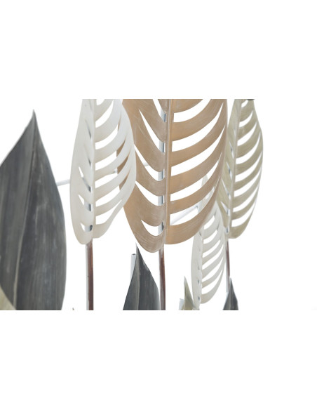 Grande Décoration murale moderne Feuilles 103x84 Métal Beige Noir Doré Otip 