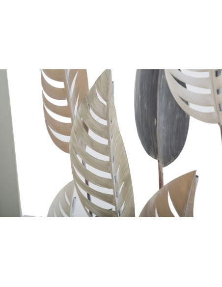 Grande Décoration murale moderne Feuilles 103x84 Métal Beige Noir Doré Otip 