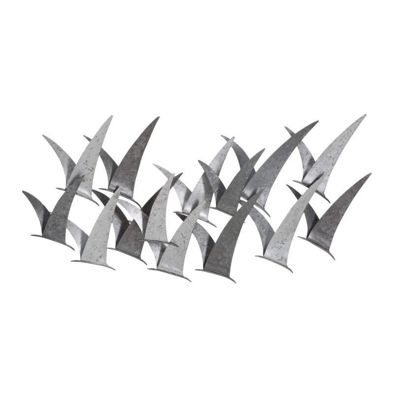 Décoration murale industrielle chic Oiseaux 93x47 Métal Gris Gabbiani 