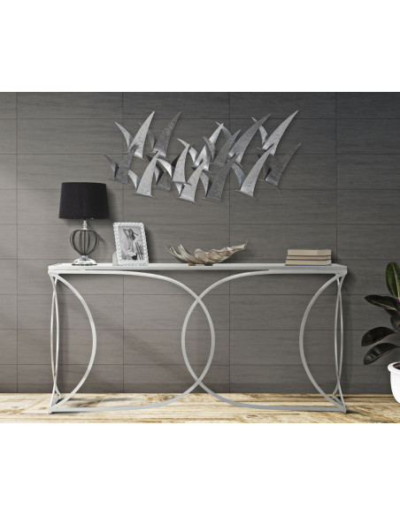 Décoration murale industrielle chic Oiseaux 93x47 Métal Gris Gabbiani 