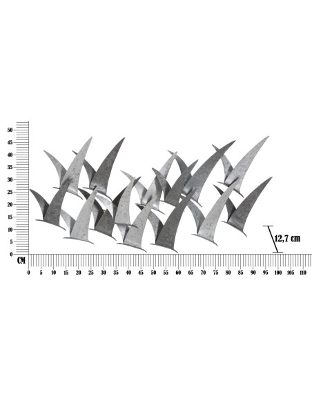 Décoration murale industrielle chic Oiseaux 93x47 Métal Gris Gabbiani 