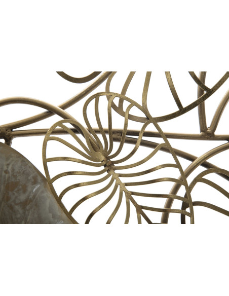 Grande décoration murale moderne Feuilles 131x61 Métal Doré Beige Noir Century 