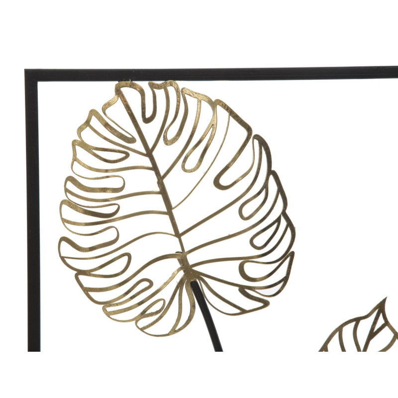 Décoration murale moderne Feuilles tropicales 31x90 Métal Doré Noir Luxy A 