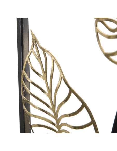 Décoration murale moderne Feuilles tropicales 31x90 Métal Doré Noir Luxy B 