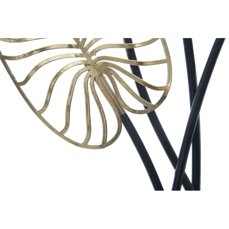 Décoration murale moderne Feuilles tropicales 31x90 Métal Doré Noir Luxy B 