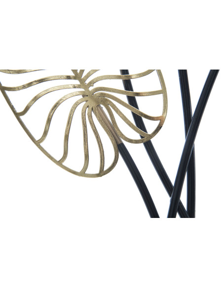 Décoration murale moderne Feuilles tropicales 31x90 Métal Doré Noir Luxy B 