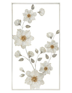 Décoration murale moderne Fleurs 50x90 Métal Beige Gris Flix 