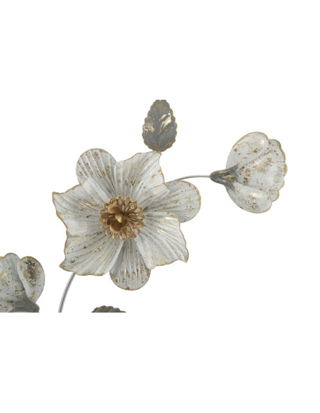 Décoration murale moderne Fleurs 50x90 Métal Beige Gris Flix 