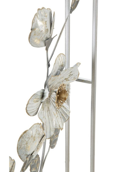 Décoration murale moderne Fleurs 50x90 Métal Beige Gris Flix 