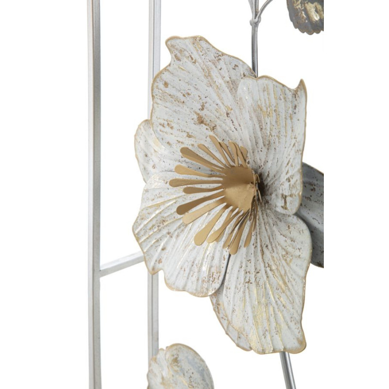 Décoration murale moderne Fleurs 50x90 Métal Beige Gris Flix 