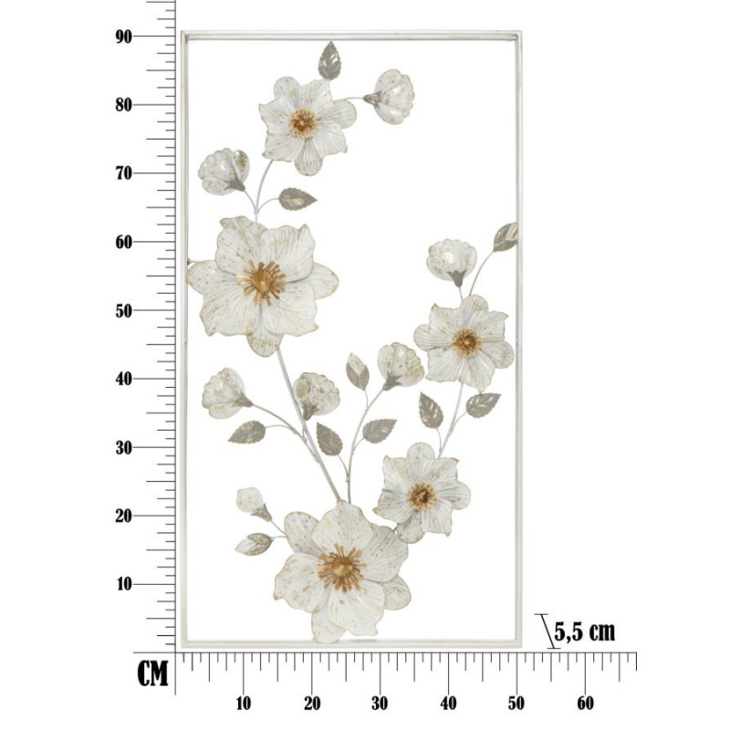 Décoration murale moderne Fleurs 50x90 Métal Beige Gris Flix 