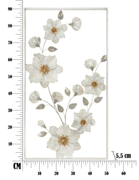 Décoration murale moderne Fleurs 50x90 Métal Beige Gris Flix 