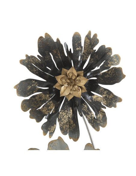 Décoration murale moderne Fleurs bohème 35x88 Métal Doré Beige Noir Simply 