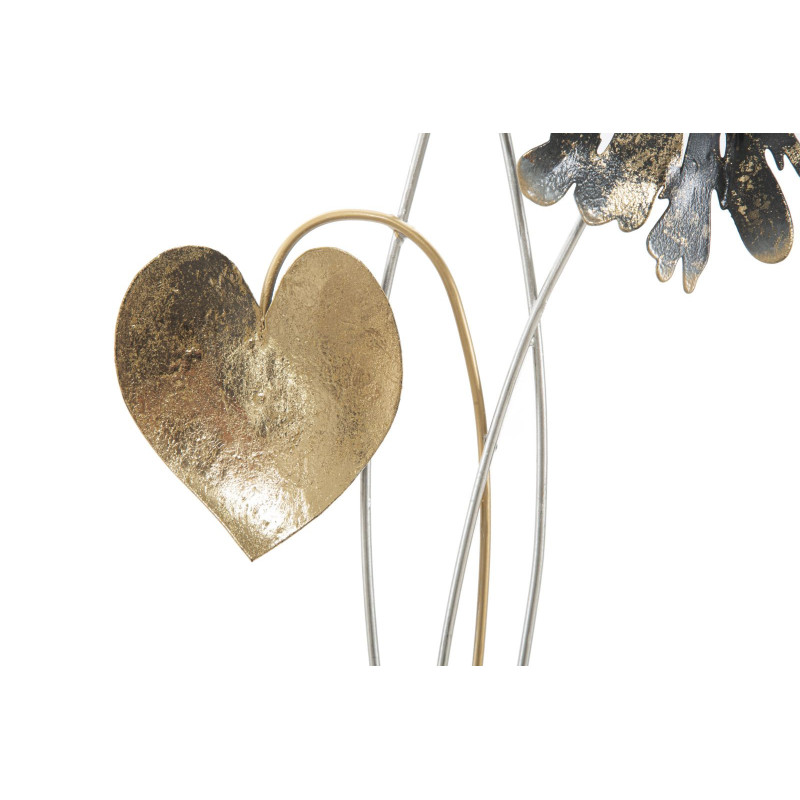 Décoration murale moderne Fleurs bohème 35x88 Métal Doré Beige Noir Simply 