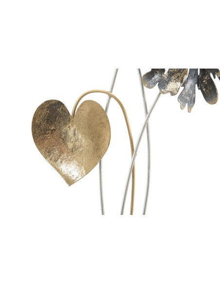 Décoration murale moderne Fleurs bohème 35x88 Métal Doré Beige Noir Simply 