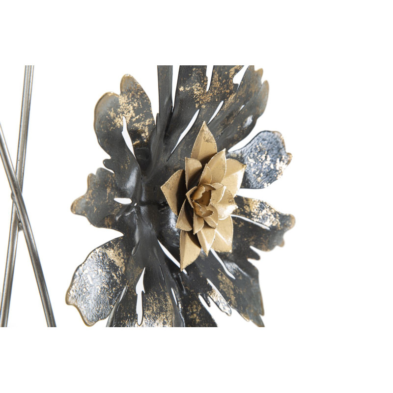 Décoration murale moderne Fleurs bohème 35x88 Métal Doré Beige Noir Simply 