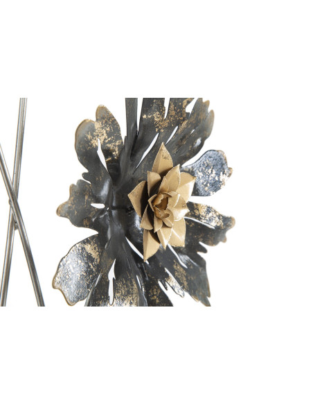 Décoration murale moderne Fleurs bohème 35x88 Métal Doré Beige Noir Simply 