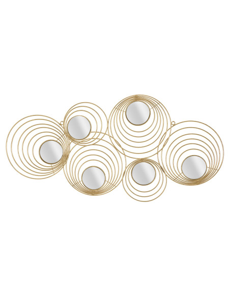 Décoration murale moderne Cercles & Miroirs 90x45 Métal Doré Rays 