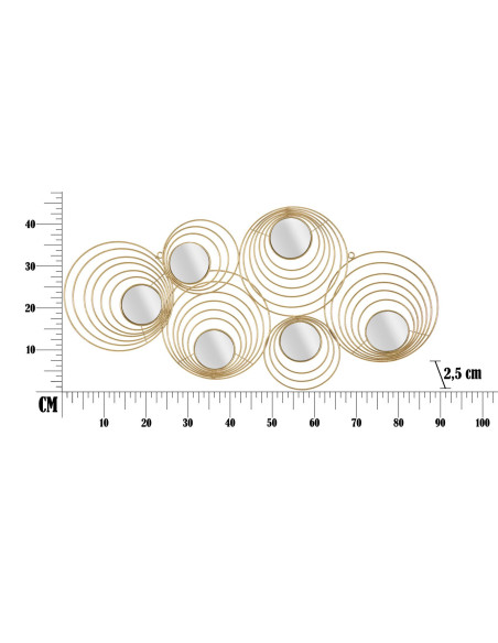 Décoration murale moderne Cercles & Miroirs 90x45 Métal Doré Rays 
