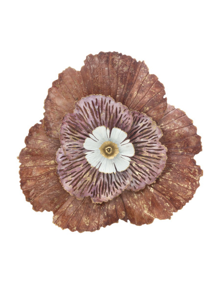 Décoration murale moderne Fleur 73x72 Métal Rose Blanc Doré Bunga 