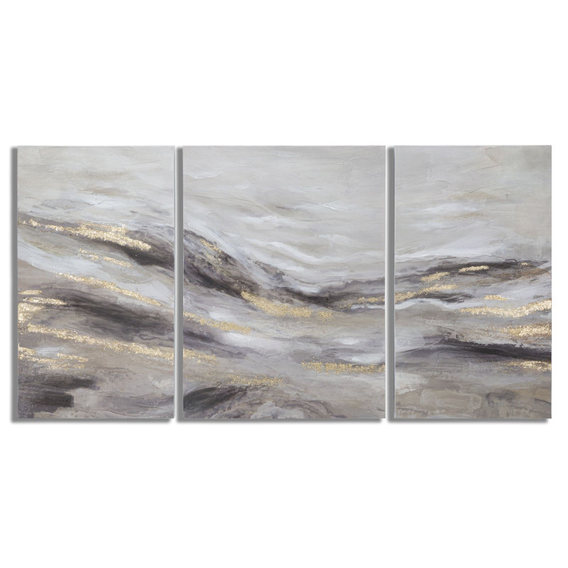 Grande toile murale peinte triptyque abstrait 105x80 Monty 