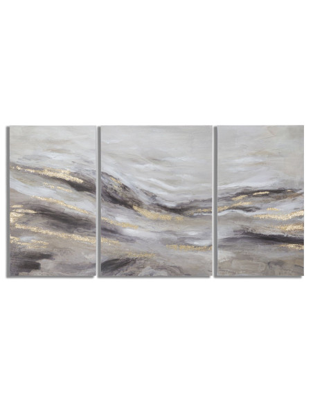 Grande toile murale peinte triptyque abstrait 105x80 Monty 