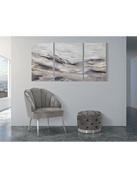 Grande toile murale peinte triptyque abstrait 105x80 Monty 