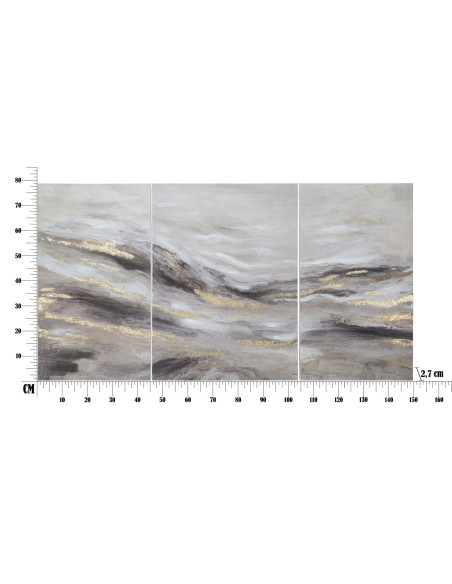 Grande toile murale peinte triptyque abstrait 105x80 Monty 