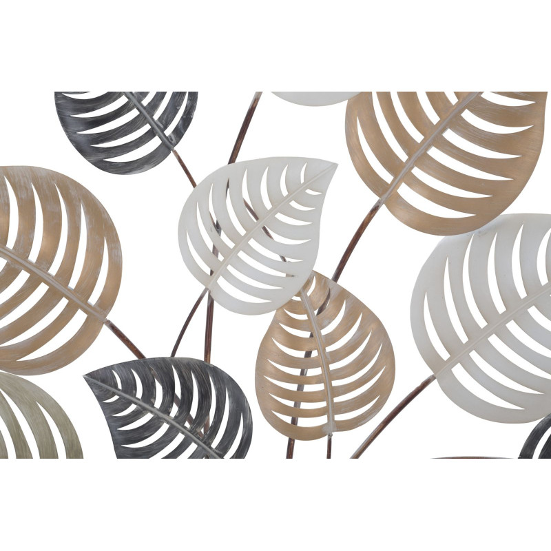 Grande Décoration murale moderne Feuilles 81x100 Métal Beige Noir Doré Otip 