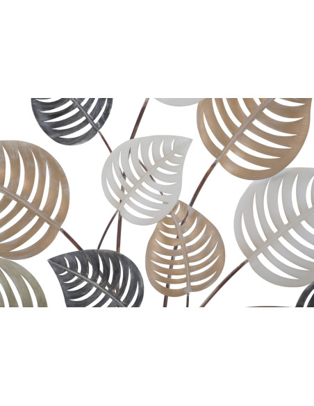 Grande Décoration murale moderne Feuilles 81x100 Métal Beige Noir Doré Otip 