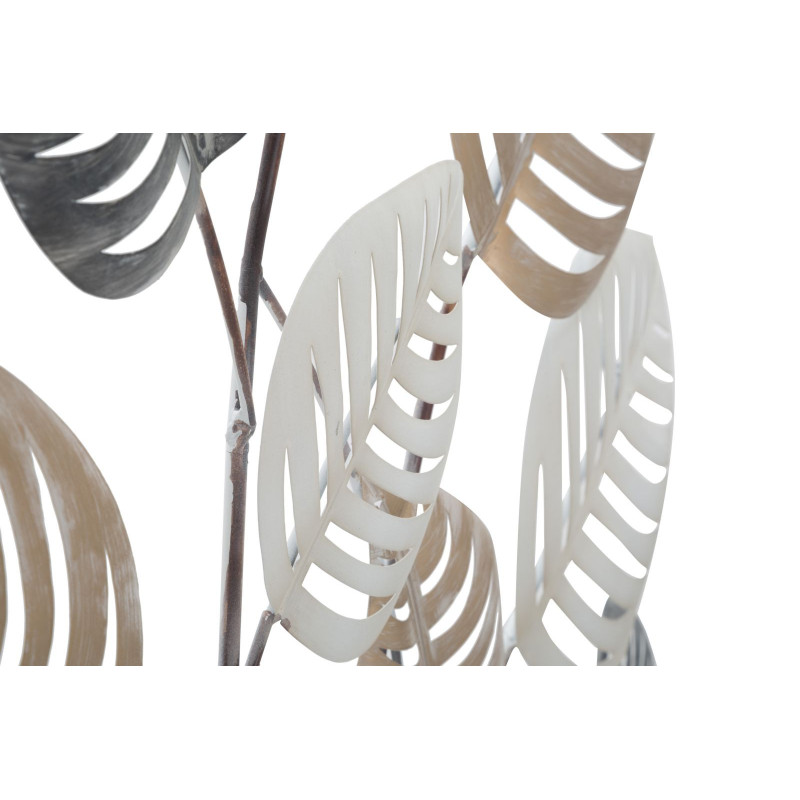 Grande Décoration murale moderne Feuilles 81x100 Métal Beige Noir Doré Otip 