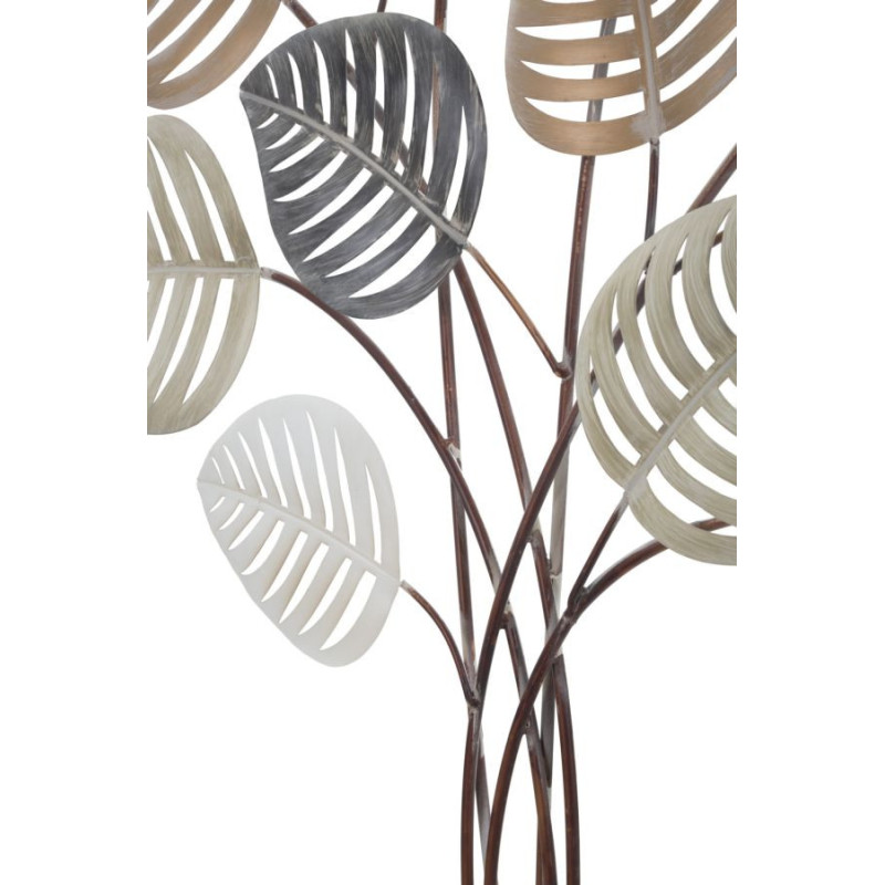 Grande Décoration murale moderne Feuilles 81x100 Métal Beige Noir Doré Otip 