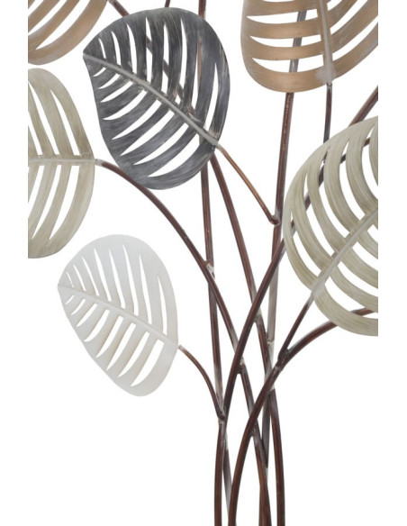 Grande Décoration murale moderne Feuilles 81x100 Métal Beige Noir Doré Otip 