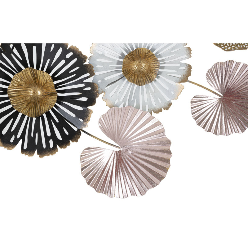 Grande Décoration murale Moderne Fleurs 106x60 Métal Rose Beige Doré Pinky 