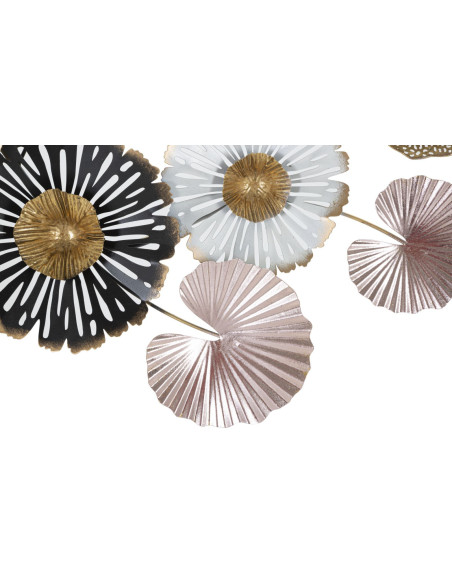 Grande Décoration murale Moderne Fleurs 106x60 Métal Rose Beige Doré Pinky 